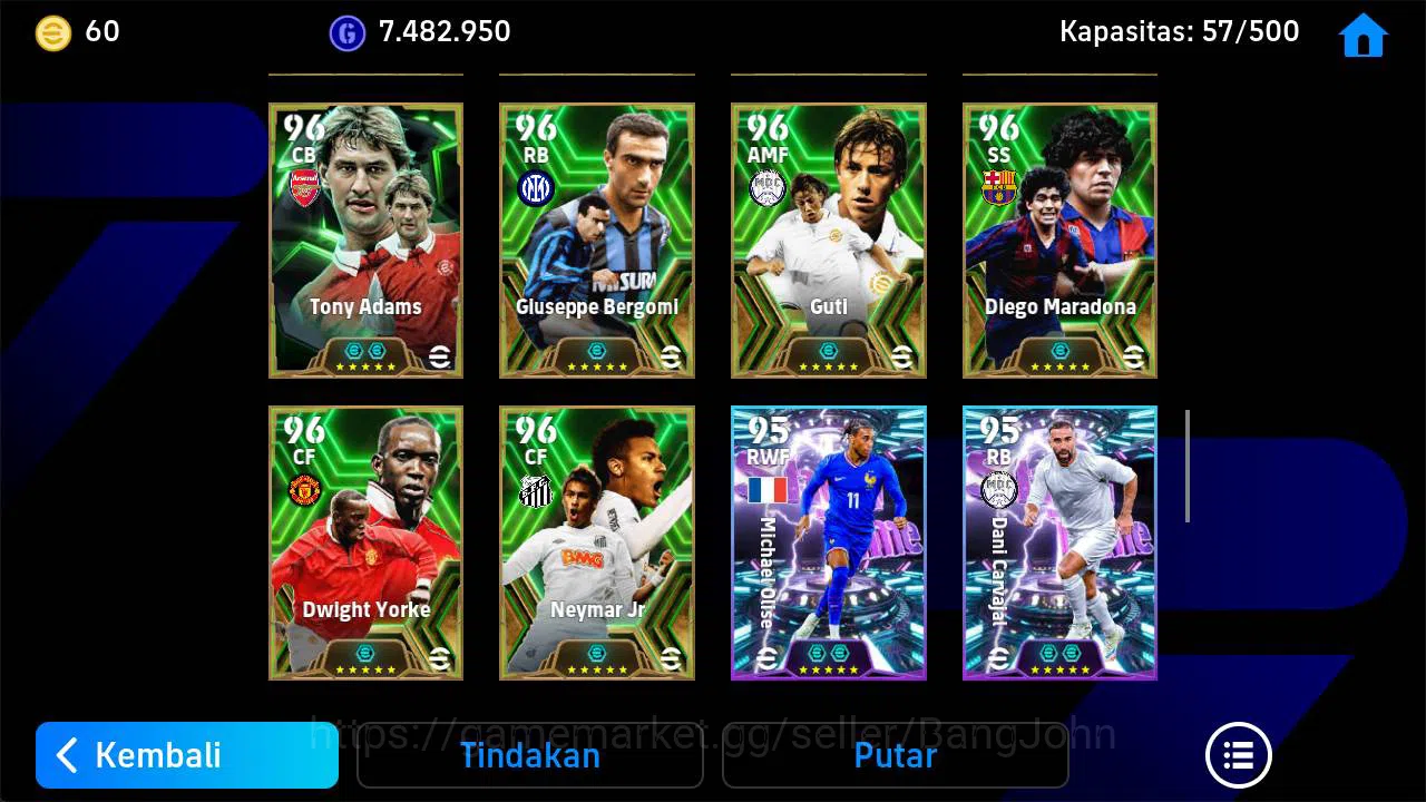 eFootball Accounts Others Power 3176, Neymar MSN, Eric cantona Epic, Dida Epic, R baggio old, Nistelrooy old, Son hyung min 8
