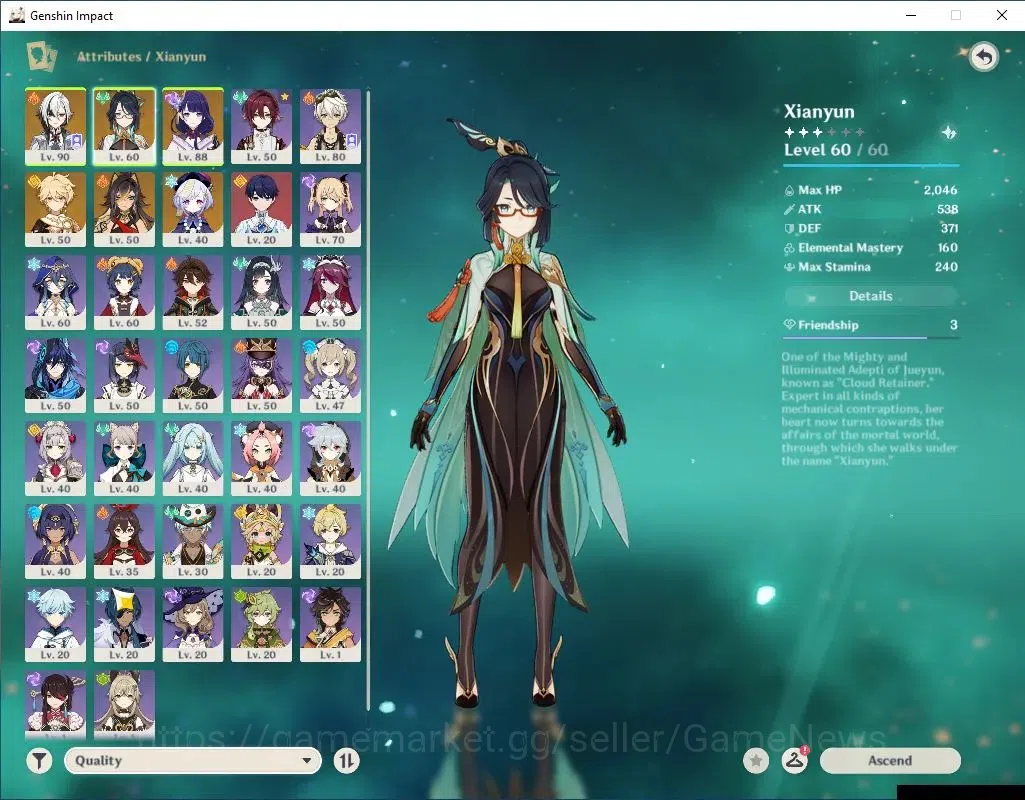 Genshin Impact Accounts Others Asia|AR 55|3 Limit +1(*5Wep)|Arlecchino,Xianyun,Raiden|Mc Male|Fregile Resin|IF 3