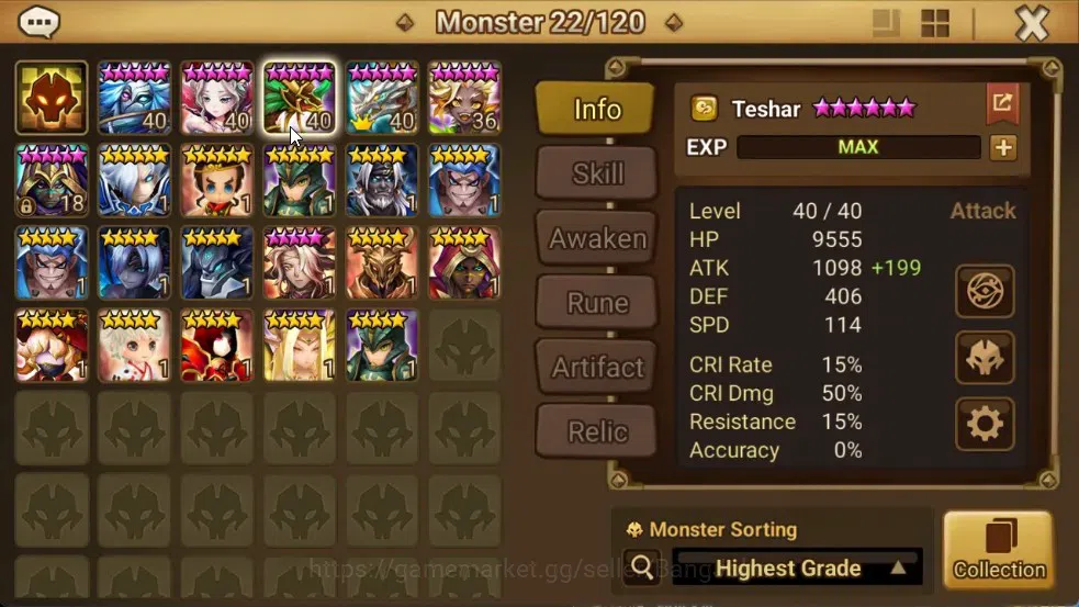 Summoners War: Sky Arena Accounts End-Game ASIA | Lv100 2LND(Zerath,Salah) 27NB5 3