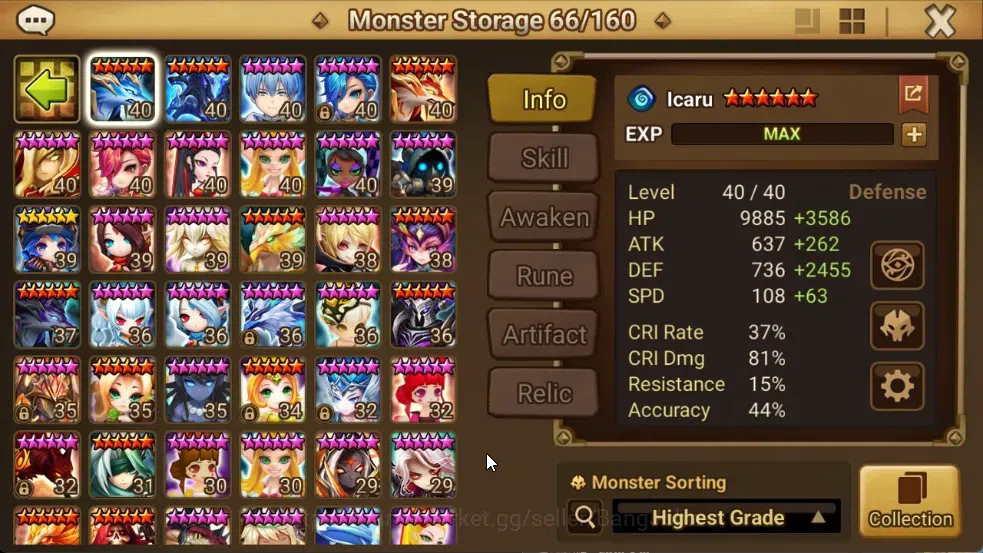 Summoners War: Sky Arena Accounts End-Game ASIA | Lv100 2LND(Zerath,Salah) 27NB5 4