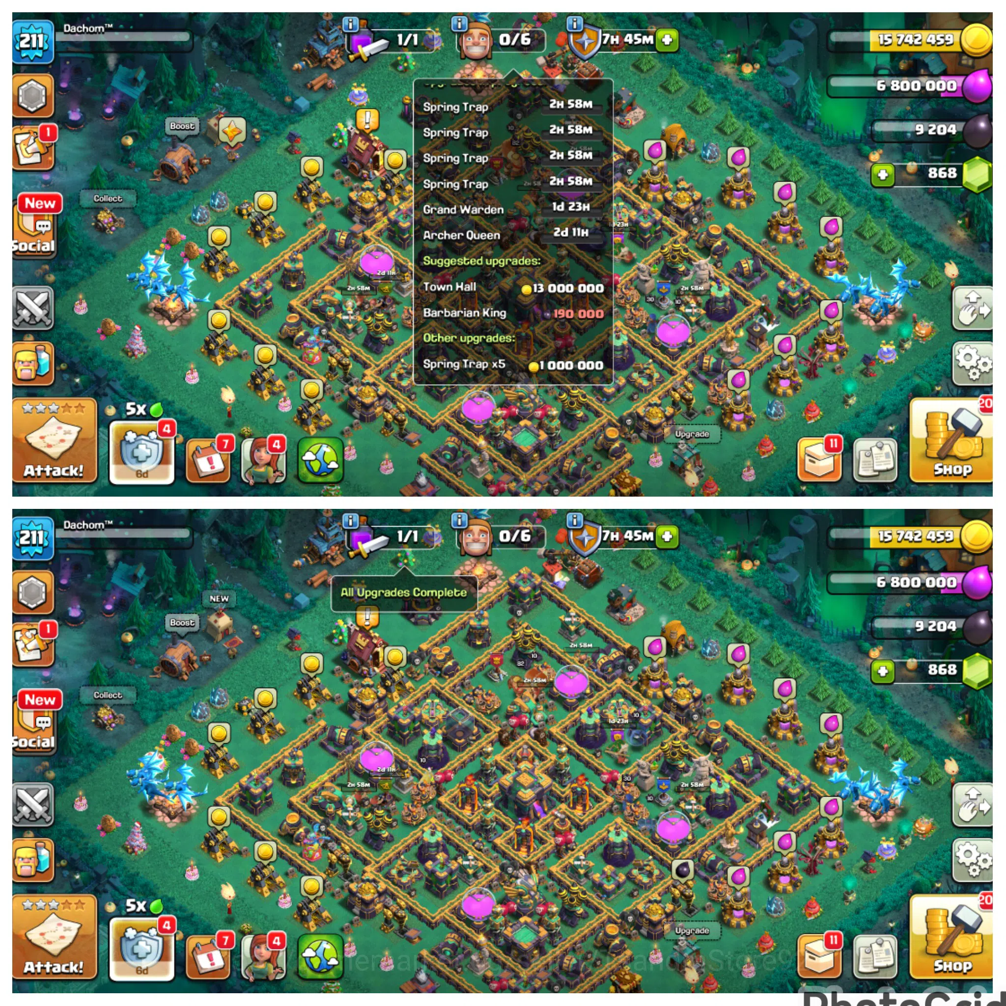 Clash of Clans Accounts EX LEGEND LEAGUE |TH 14 LVL 211 100% Fullymax|BK 8 image 1