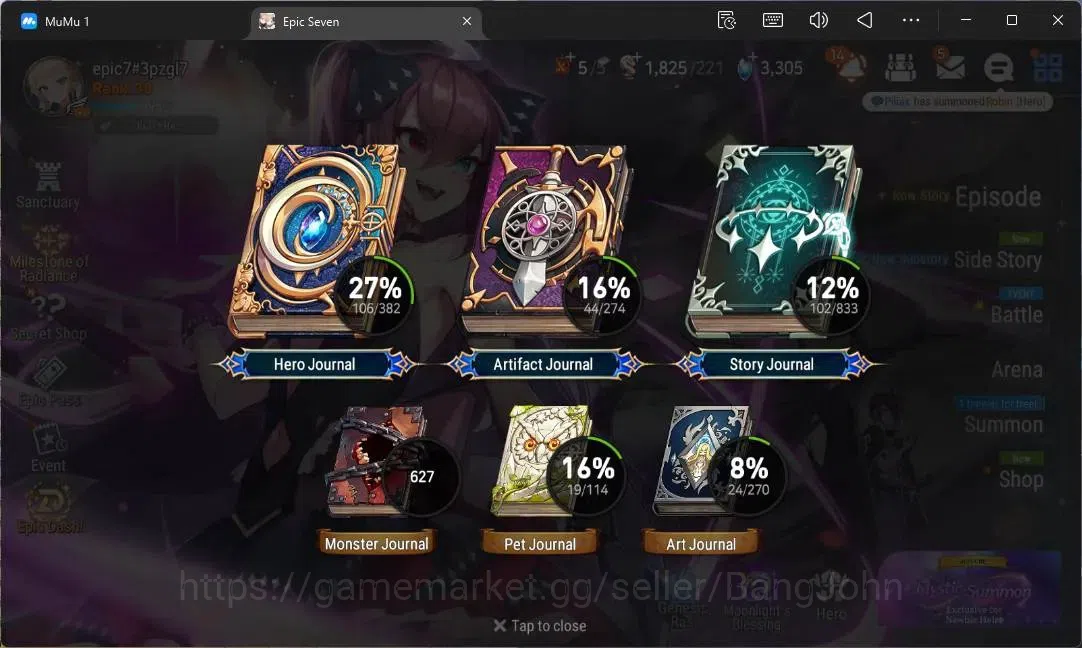 Epic Seven Accounts Limited Hero Global Unverif |4 Ligt(NW Luna,S Taeyou,A Laika,M Chloe)|PoH ON|SS 3,3K|Stigma 17K|Log 3