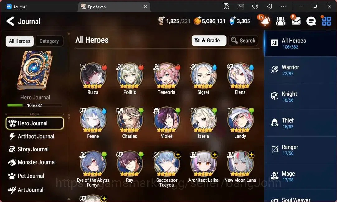 Epic Seven Accounts Limited Hero Global Unverif |4 Ligt(NW Luna,S Taeyou,A Laika,M Chloe)|PoH ON|SS 3,3K|Stigma 17K|Log 5