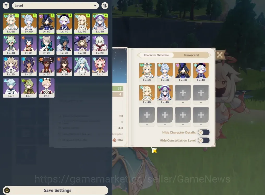 Genshin Impact Accounts Reroll Asia|AR 37|3 Limited (Vesna,Odette,Clorinde) + 1 Standard (Mizuki,Qiqi)|All Unset|Female 1