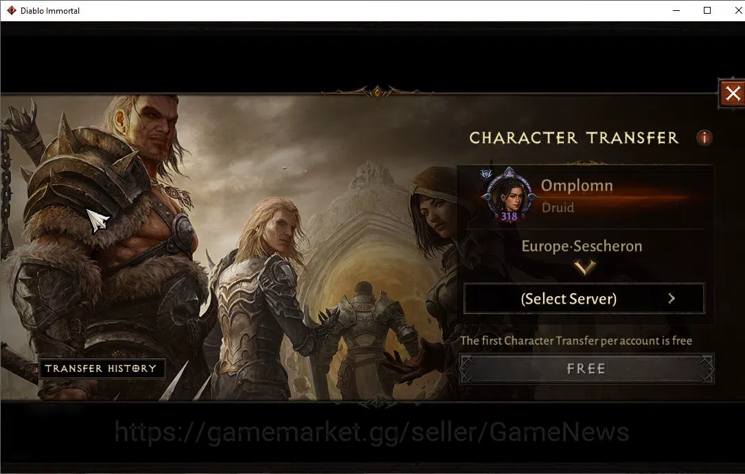 Diablo Immortal Accounts Mid-Tier EU-Sescheron|Lv60 (318)|Druid|30K CR|Reso 465|Paragon Maledictor|Hell III|Hellquary Lv 2
