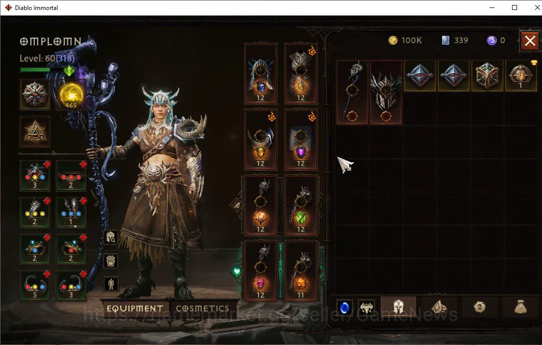 Diablo Immortal Accounts Mid-Tier EU-Sescheron|Lv60 (318)|Druid|30K CR|Reso 465|Paragon Maledictor|Hell III|Hellquary Lv 5