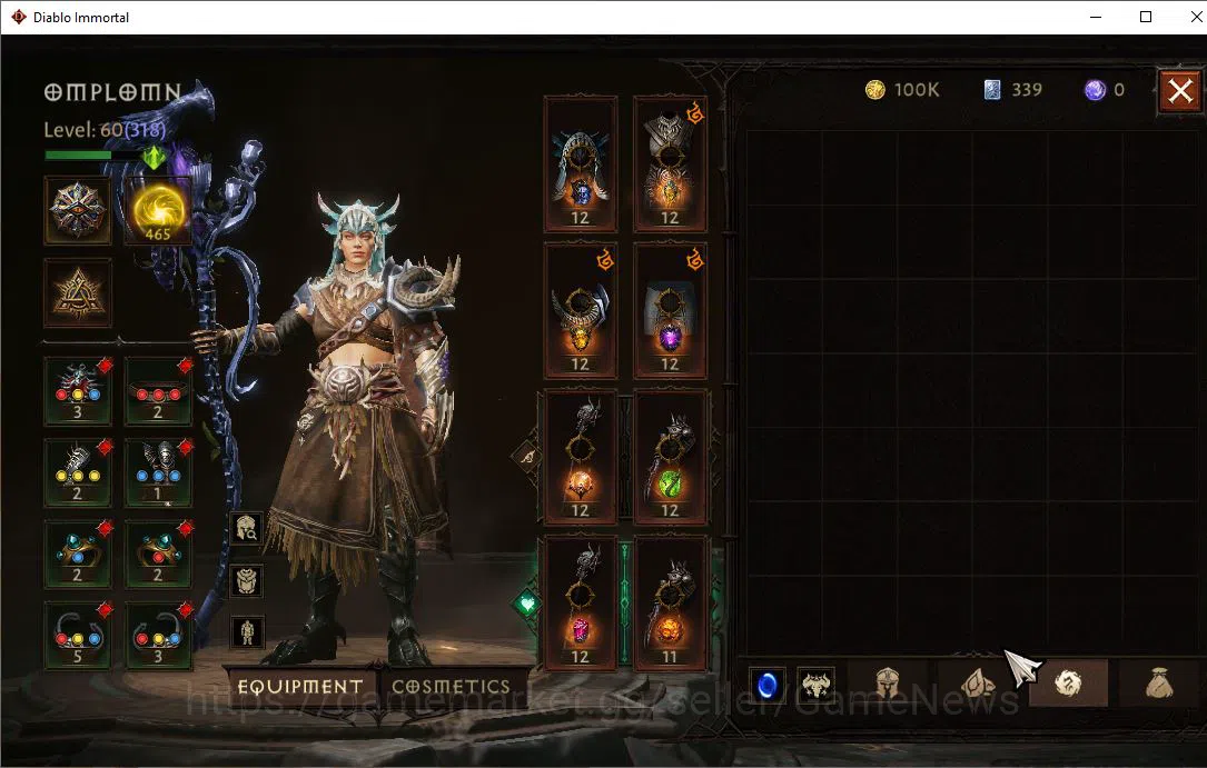 Diablo Immortal Accounts Mid-Tier EU-Sescheron|Lv60 (318)|Druid|30K CR|Reso 465|Paragon Maledictor|Hell III|Hellquary Lv 6