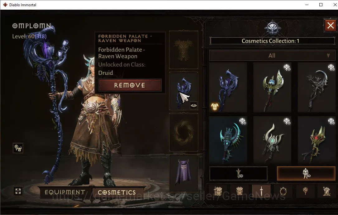 Diablo Immortal Accounts Mid-Tier EU-Sescheron|Lv60 (318)|Druid|30K CR|Reso 465|Paragon Maledictor|Hell III|Hellquary Lv 8