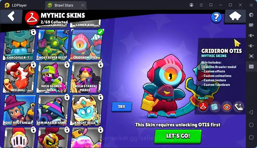 Brawl Stars Accounts Trophy 413|3 Brawler Lv.11|2 Mythic (Edgar,Otis),2 Epic (Shelly,Edgar),1S Rare skin |2999 B| Proteck 10