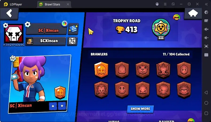 Brawl Stars Accounts Trophy 413|3 Brawler Lv.11|2 Mythic (Edgar,Otis),2 Epic (Shelly,Edgar),1S Rare skin |2999 B| Proteck 2