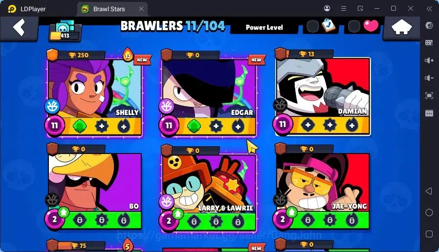 Brawl Stars Accounts Trophy 413|3 Brawler Lv.11|2 Mythic (Edgar,Otis),2 Epic (Shelly,Edgar),1S Rare skin |2999 B| Proteck 5