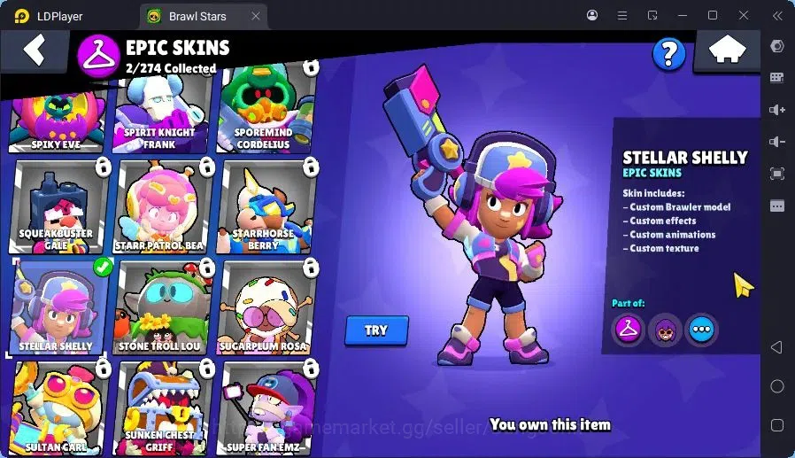 Brawl Stars Accounts Trophy 413|3 Brawler Lv.11|2 Mythic (Edgar,Otis),2 Epic (Shelly,Edgar),1S Rare skin |2999 B| Proteck 9