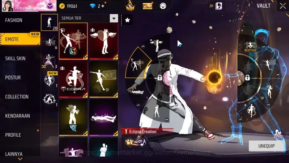 Free Fire Accounts Indonesia|M1887 Hand of Hope|MP40 Predator Cobra Lv 4|Solar Eclipse,Lunar Eclipse Bundle|130 Vault 70 11