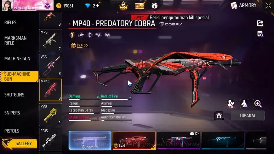 Free Fire Accounts Indonesia|M1887 Hand of Hope|MP40 Predator Cobra Lv 4|Solar Eclipse,Lunar Eclipse Bundle|130 Vault 70 5