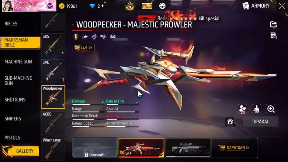 Free Fire Accounts Indonesia|M1887 Hand of Hope|MP40 Predator Cobra Lv 4|Solar Eclipse,Lunar Eclipse Bundle|130 Vault 70 6