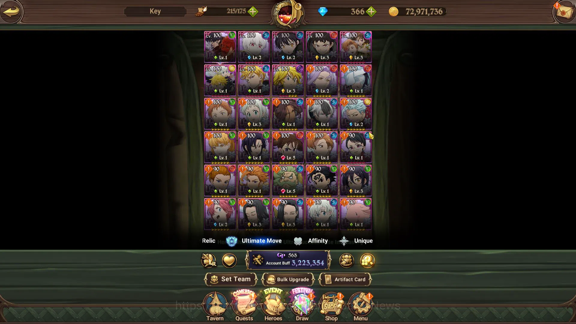 The Seven Deadly Sins: Grand Cross Accounts Midgame Asia|3,2M CC|366 DM|7 UR+Collab Fire 6