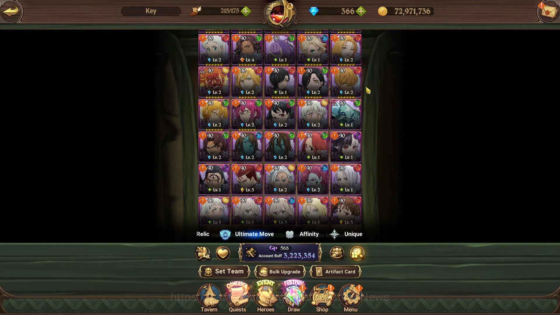 The Seven Deadly Sins: Grand Cross Accounts Midgame Asia|3,2M CC|366 DM|7 UR+Collab Fire 7