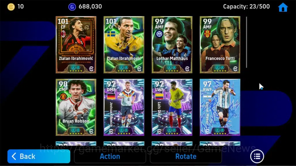 eFootball Accounts Legends & Iconic Players Android |BigTime(Zlatan Ibrahimovic)11 Epic Francesco Totti,Lothar 5
