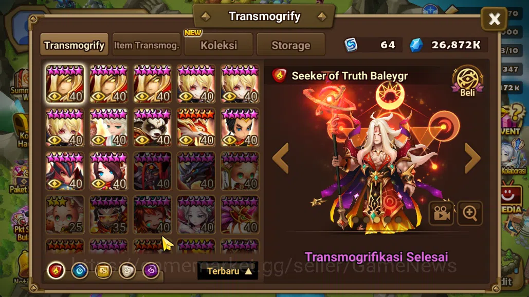 Summoners War: Sky Arena Accounts Mid-Game ASIA Lv100 Mid|1 LD[Zeratu]|80+ NB5|142 6*Monsters|All Farm|Good Rune+Many 14
