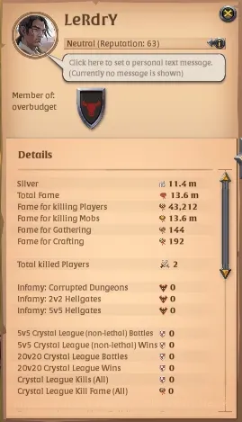 Albion Online Accounts High-End ASIA| 13,6 Total Fame - 11,4M Silver |T8 Lvl 100/120 Spear Build - Off Hand Torch Lvl 1