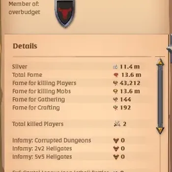 Albion Online Accounts High-End ASIA| 13,6 Total Fame - 11,4M Silver |T8 Lvl 100/120 Spear Build - Off Hand Torch Lvl