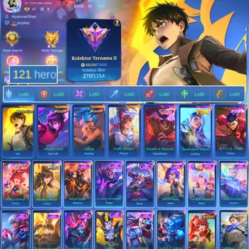Mobile Legends: Bang Bang Accounts Rare Skin HERO 121 SKIN 270 | EMBLEM ALL MAX| EREN YIN| KOF DYROTH| LUCKBOX HAYABUSA
