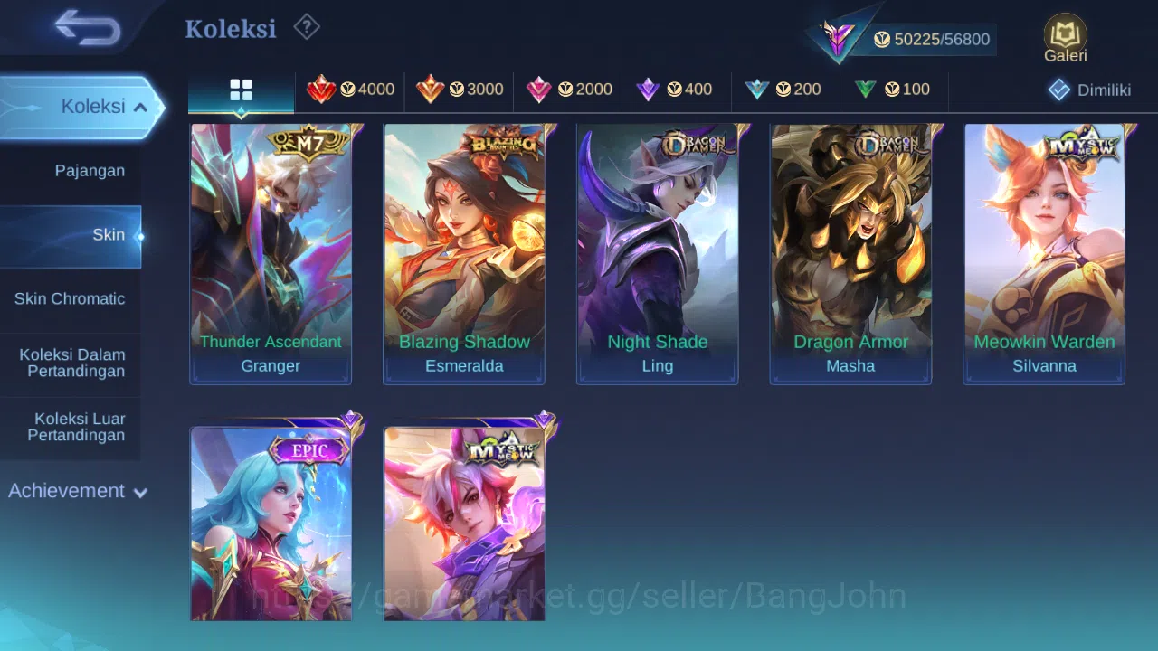 Mobile Legends: Bang Bang Accounts GLOBAL Hero 113 Skin 206 | Prime Granger | Lunar S image 9