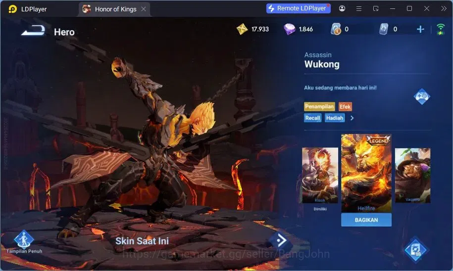 Honor of Kings Accounts Global | 56H 37S | 2 Legend: Lady Sun, Wukong | 2 image 9