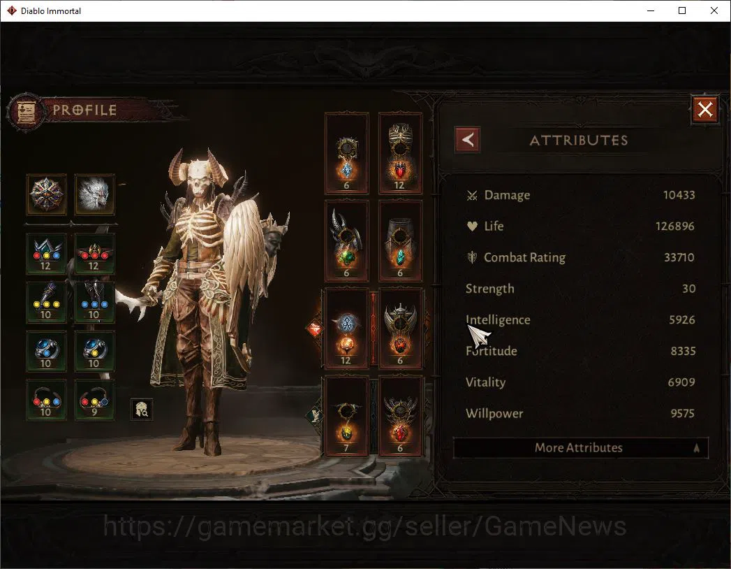 Diablo Immortal Accounts Mid-Tier SEA-izual|Change Server On|Lv60(528)|Necromancer|CR 33k|Reso 420|Paragon 3