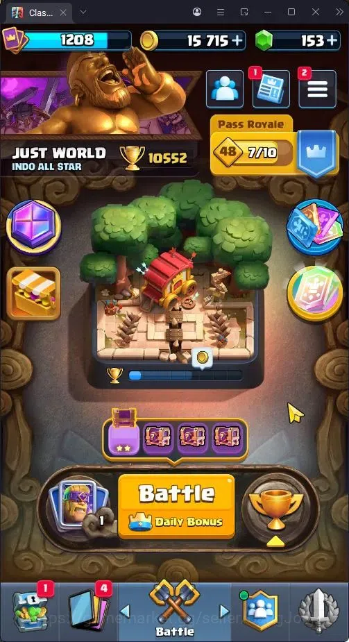 Clash Royale Accounts High-End Trophy 10552|CL 1208|KTL 13|117 Cards + 1 Max|6 Champ|1 Hero|8 Evo|Arena 26|153 Gems|Proteck 1