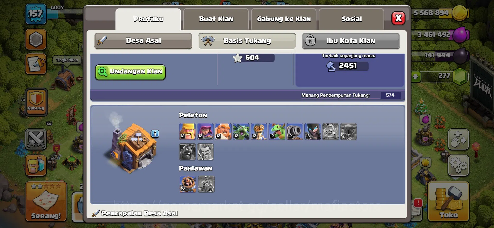 Clash of Clans Accounts TH11–TH13 Near Max GW L39, High BK60 AQ58 RC30, AQ image 17