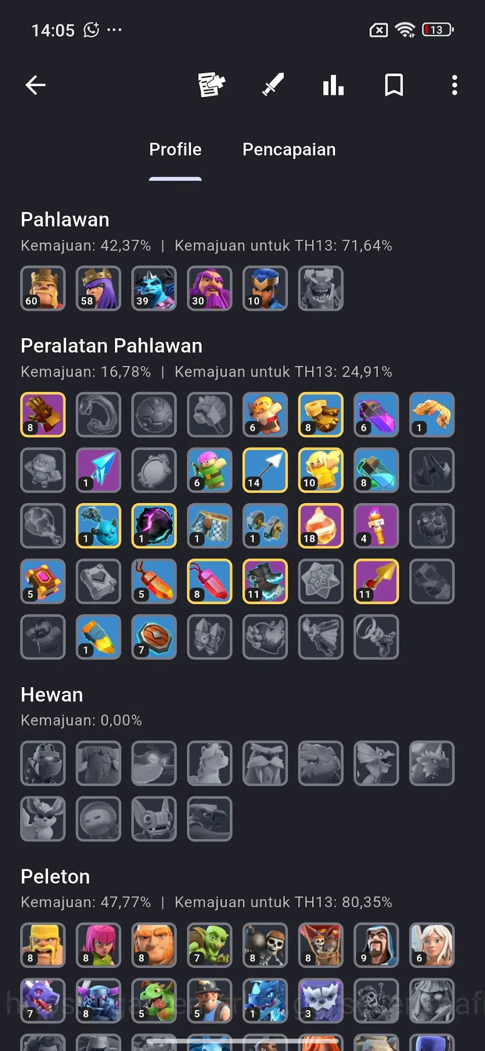 Clash of Clans Accounts TH11–TH13 Near Max GW L39, High BK60 AQ58 RC30, AQ image 19