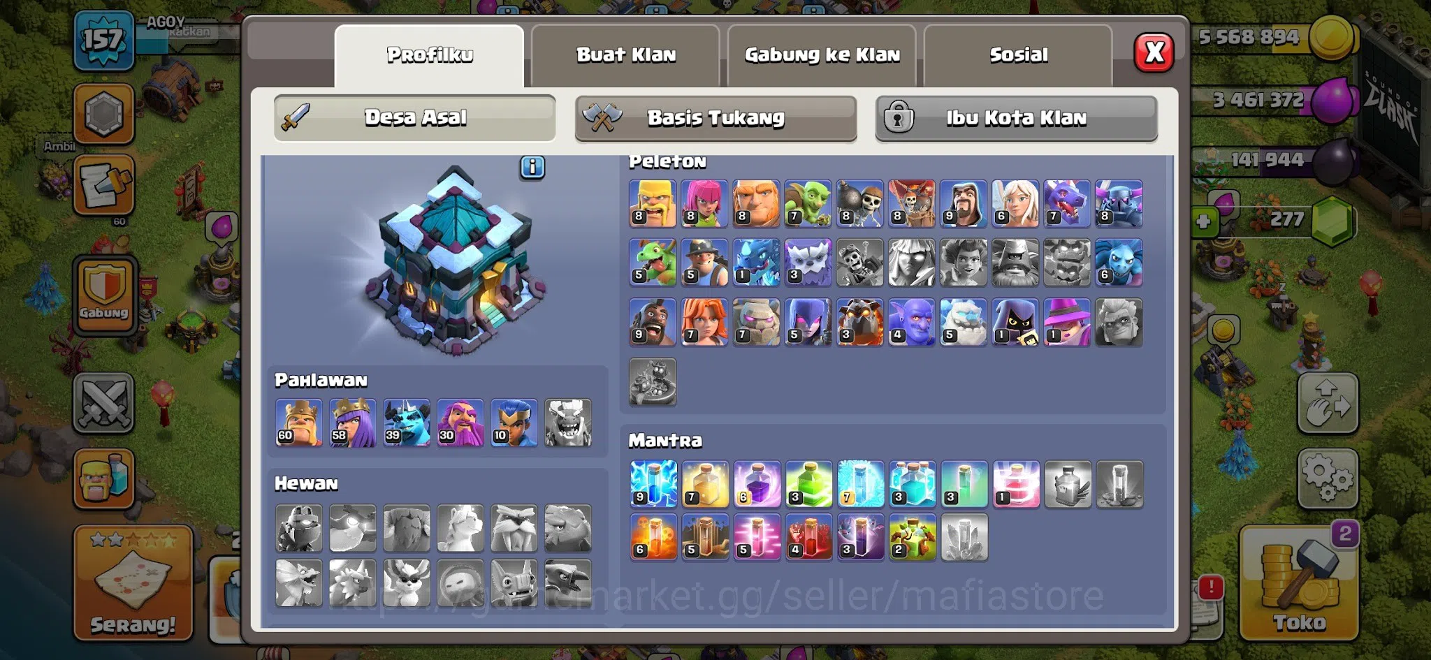 Clash of Clans Accounts TH11–TH13 Near Max GW L39, High BK60 AQ58 RC30, AQ image 2