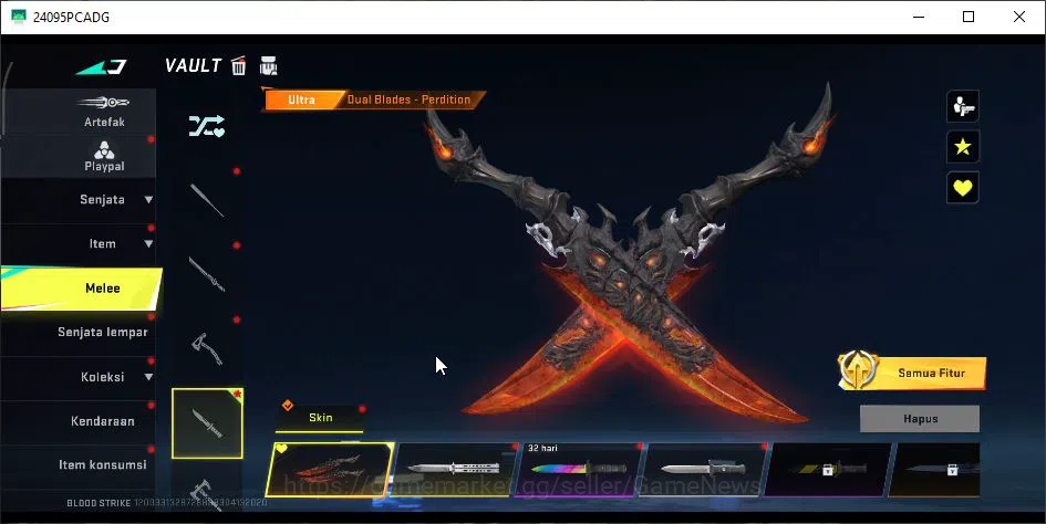 Blood Strike Accounts Mid-Tier ASIA|ETERNAL UZI-StarChaser+Collab 7DS AK47,BLEACH QBZ95-Hakkano+MELE DUALBLADES|18 ULTRA|LMT 12