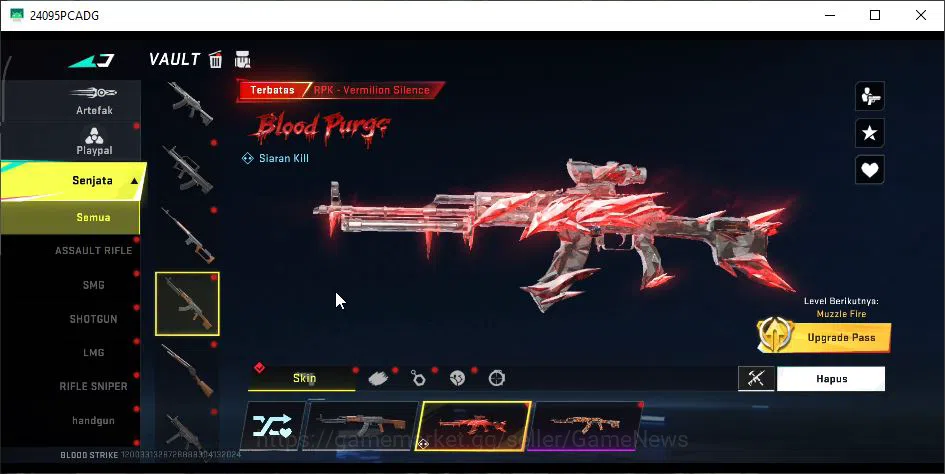 Blood Strike Accounts Mid-Tier ASIA|ETERNAL UZI-StarChaser+Collab 7DS AK47,BLEACH QBZ95-Hakkano+MELE DUALBLADES|18 ULTRA|LMT 19