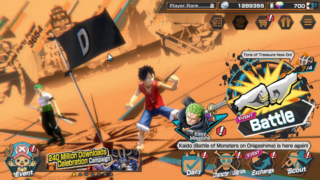 One Piece Bounty Rush Accounts Starter GLOBAL|4 EX|5Elder St.Saturn,5Elder St.Ethanborn V.Nusjuro,BMO Kaido,Flame Emperor