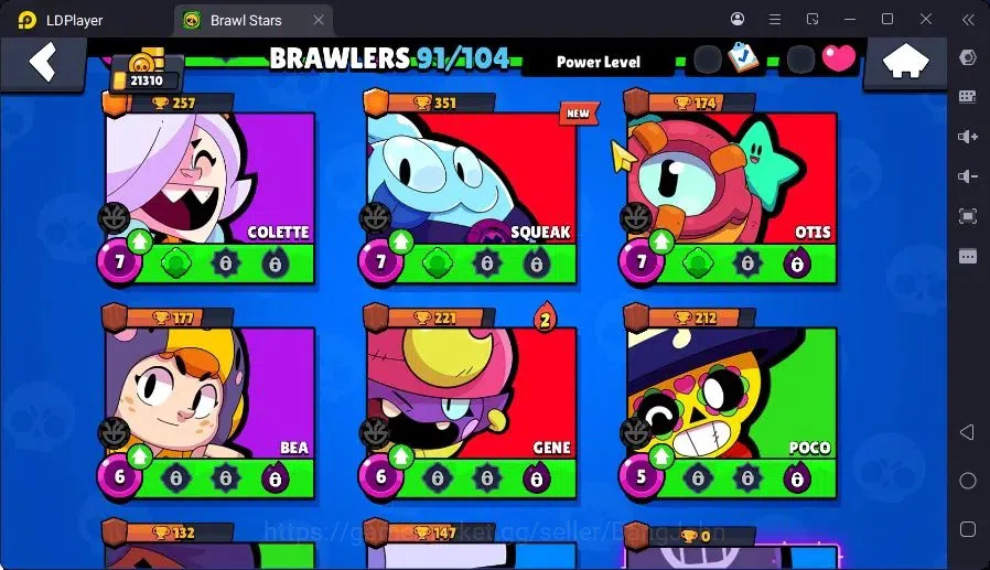 Brawl Stars Accounts Trophy 21310|22 Max Hc|6 Hc(Rico,Sc Poco,Kenji,Nita,Mortis,Bm Poco),12Legend,13Mythic skin|14599 10