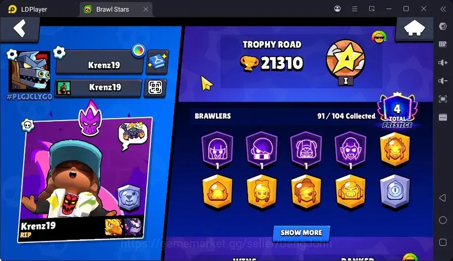 Brawl Stars Accounts Trophy 21310|22 Max Hc|6 Hc(Rico,Sc Poco,Kenji,Nita,Mortis,Bm Poco),12Legend,13Mythic skin|14599 2