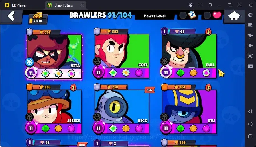 Brawl Stars Accounts Trophy 21310|22 Max Hc|6 Hc(Rico,Sc Poco,Kenji,Nita,Mortis,Bm Poco),12Legend,13Mythic skin|14599 5