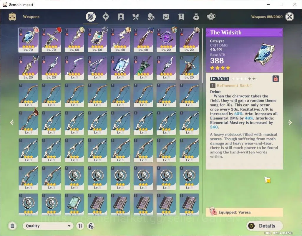 Genshin Impact Accounts Asia|AR 44|2 Limit +20(*4Character)|Lauma,Varesa,| image 4