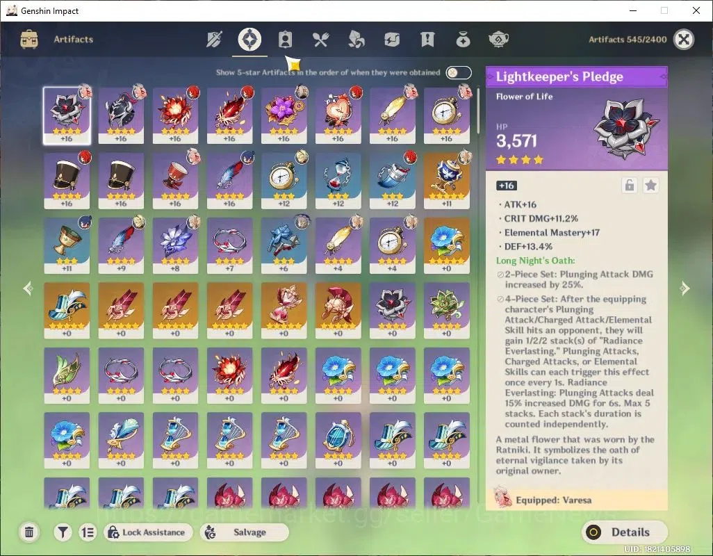 Genshin Impact Accounts Asia|AR 44|2 Limit +20(*4Character)|Lauma,Varesa,| image 5