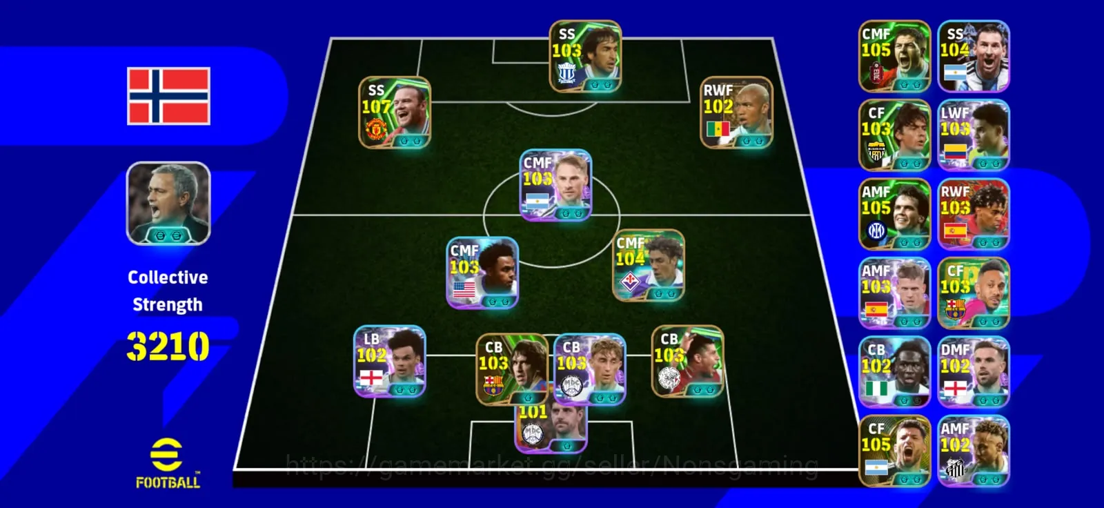 eFootball Accounts High-End Kolektif 3201 Rooney x Matheus x Aguero blitz x Mourinho new 1