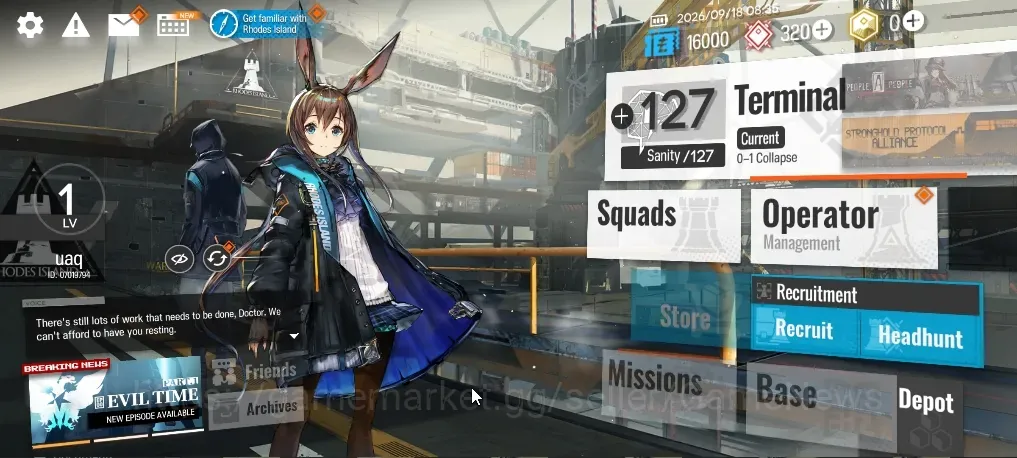 Arknights Accounts Starter Fresh Starter Lvl 1 |20 Operator|1 Limited Wang|Birthday Unset|Terminal 0-1|320 Orundum|Take 1
