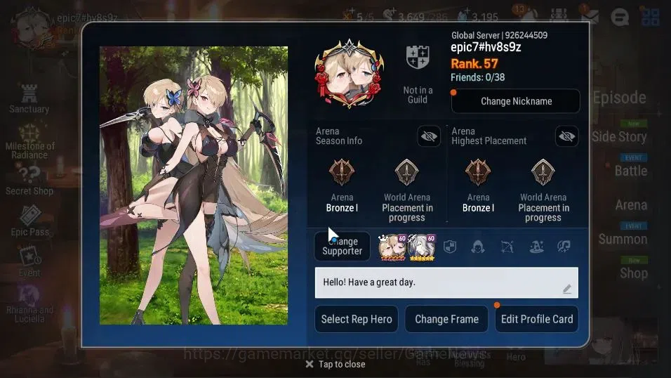 Epic Seven Accounts GLOBAL UnVerif|4ML(Rhiana&Luciel,Straze,US Choux)+ image 2