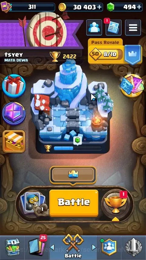 Clash Royale Accounts High-End Lv 311Trophy 2422|Arena 8|KTL 9|Card 45/122|1 Hero 5 EVO 8 Epic 18 Rare 15 Common|1 1