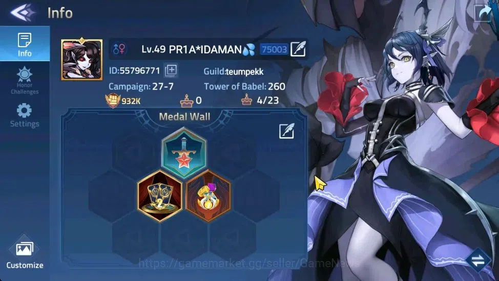 Mobile Legends: Adventure Accounts Sv 75xxx|VIP 5|Lvl 49|932K Power|Camp 27-8|Tower of Babel 260|Silvanna,Rista,Alice,A 2
