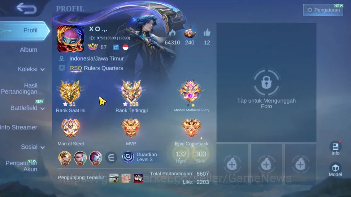 Mobile Legends: Bang Bang Accounts Hero 132|Skin 303|High Rank 108|Naruto[Julian,Vale image 2