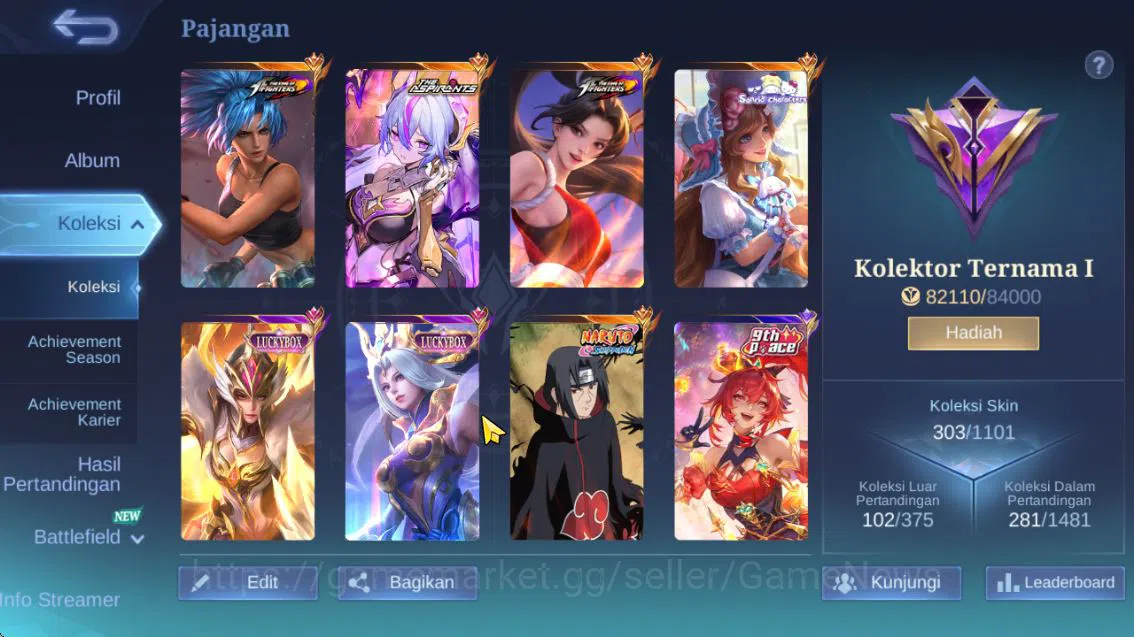 Mobile Legends: Bang Bang Accounts Hero 132|Skin 303|High Rank 108|Naruto[Julian,Vale image 3