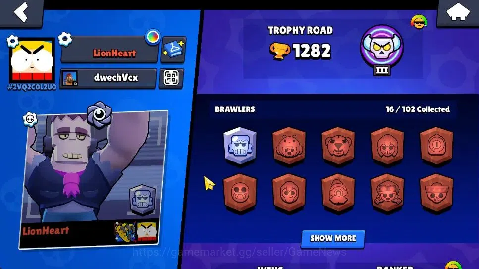 Brawl Stars Accounts 1282 Trophy|9K Bling|16 Brawlers 1 Max Lvl [Frank] image 2