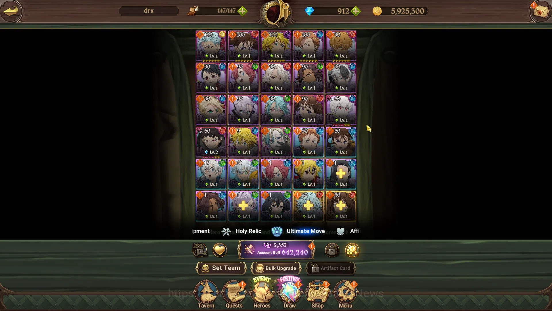 The Seven Deadly Sins: Grand Cross Accounts Asia|642K CC|Starter Ch4|912 DM|2 UR+Collab Fire F image 5